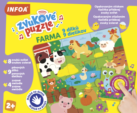 Zvukové puzzle - Farma - 9 dílků / 9 dielikov (CZ/SK vydanie) (r.p. 0,84 Kč bez DPH)