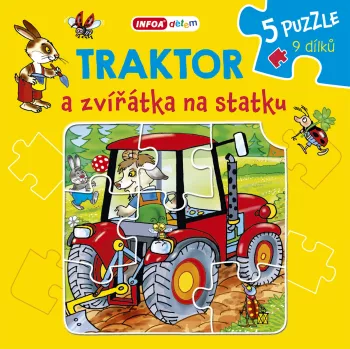 Knížkové puzzle - Traktor a zvířátka na statku